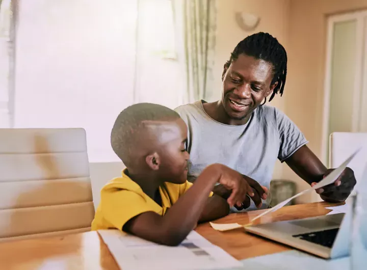 father and son at home